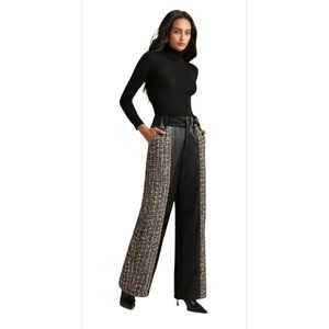Elegant Black and Brown Women's Wide Leg Pants